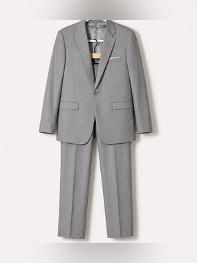 Kudmol Gray 2Pc Suit‎ Set Mens XS Modern Slim Fit Blazer & Pants 33x32 Tailored